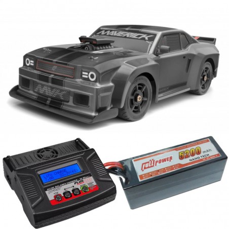 COCHE QUANTUMR FLUX 4S MUSCLE CAR GRIS MAVERICK (COMBO COMPLETO)