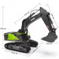 EXCAVADORA HUINA 1593 1/14 VERDE 2,4GHZ PALA METAL
