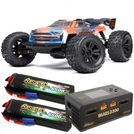COCHE RC 1/8 KRATON V6 6S 4X4 RTR Brushless NARANJA (Con 2 baterias 3S 6500mAh y Cargador doble 300W)