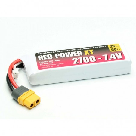 BATERIA LIPO 7.4V 2700mAh 25C RED POWER XT-60