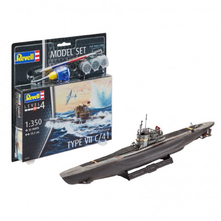 MAQUETA SUBMARINO GERMAN TYPE VII 1:350 REVELL (Con pinturas, pegamento y pincel)