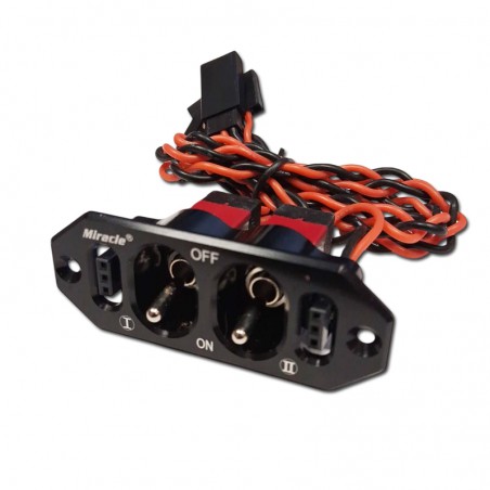 INTERRUPTOR DOBLE BAT. ALUMINIO NEGRO MIRACLE
