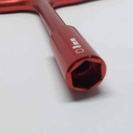 LLAVE BUJIA MIRACLE GLOW Y GASOLINA CM8 (1/4-32) Y ALLEN 3mm Y 4mm ALUMINO ROJO MIRACLE