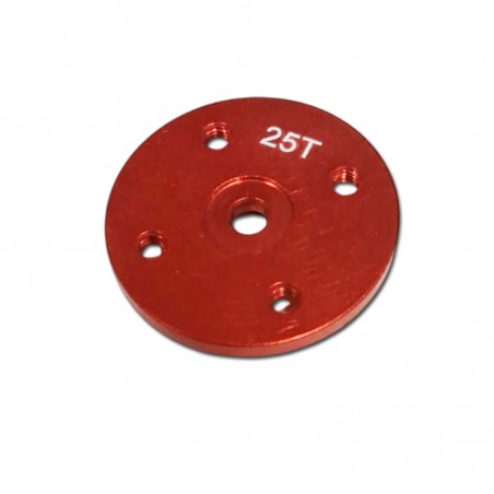 BRAZO SERVO REDONDO ALUMINIO ROJO 24mm 25T (Válido para servos Futaba, KST, Dualsky y Savox)
