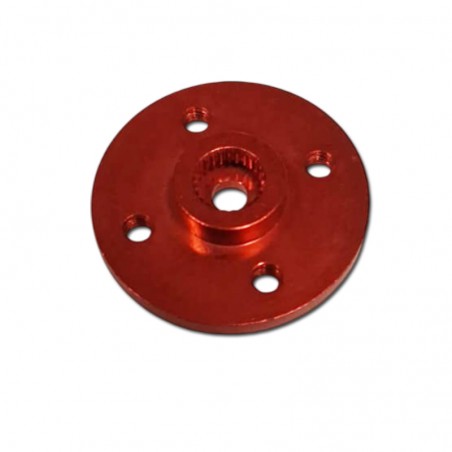 BRAZO SERVO REDONDO ALUMINIO ROJO 24mm 25T (Válido para servos Futaba, KST, Dualsky y Savox)