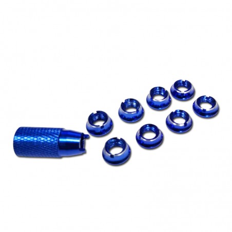 TUERCA INTERRUPTOR EMISORA ALUMINIO AZUL 8 unidades (Válido para emisoras Futaba y otras firmas)