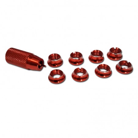 TUERCA INTERRUPTOR EMISORA ALUMINIO ROJO 8 unidades (Válido para emisoras Futaba y otras firmas)