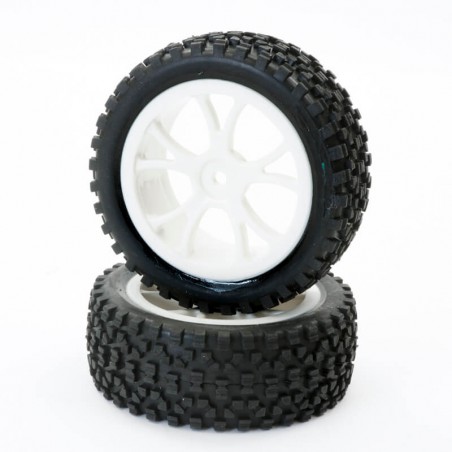 RUEDA COMPLETA DELANTERA BUGGY 1/10 CUBOID BLANCA FASTRAX (2 unidades)