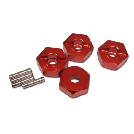 HEXAGONO ALUMINIO ROJO RUEDA 1/10 12mm (4 unidades)