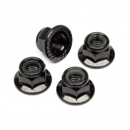 TUERCA FRENO M5 NEGRO ANODIZADO CON PESTAÑA HPI (4 unidades)