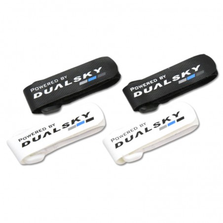 CINTA VELCRO 200mm CON PASANTE PLASTICO DUALSKY (2 color blanco y 2 color negro)