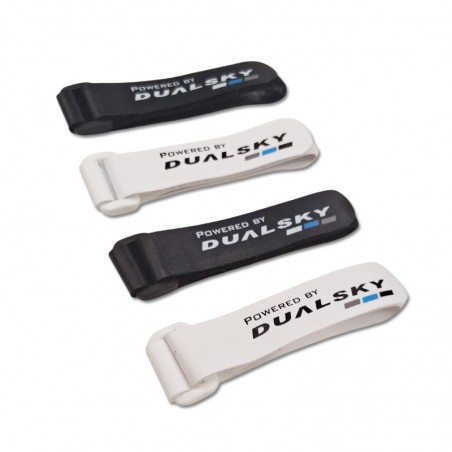 CINTA VELCRO 280mm CON PASANTE PLASTICO DUALSKY (2 color blanco y 2 color negro)