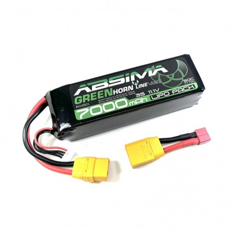 BATERIA LIPO 11.1V 7000mAh 50C ABSIMA (Conector XT-90 y adaptador a T DEAN)