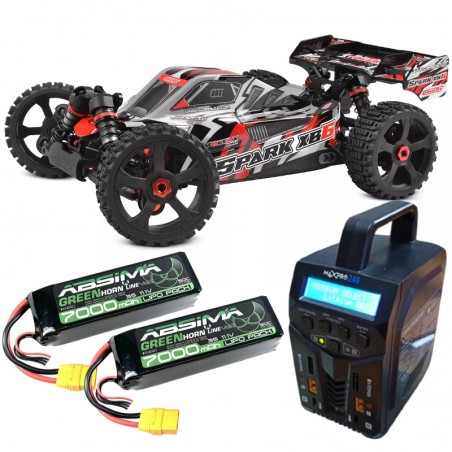 COCHE SPARK XB-6 RTR ROJO 1/8 BRUSHLESS 6S TEAM CORALLY (Con 2 baterias 3S 7000mAh y cargador Doble)