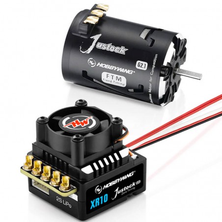 COMBO HOBBYWING VARIADOR XR10 JUSTOCK G3S Y MOTOR JUSTOCK G2.1 17.5T (Fixed Timing)