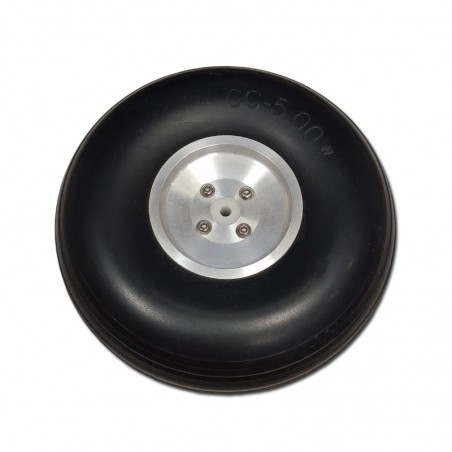 RUEDA GOMA LLANTA ALUMINIO 127mm EJE 5mm (1 unidad)
