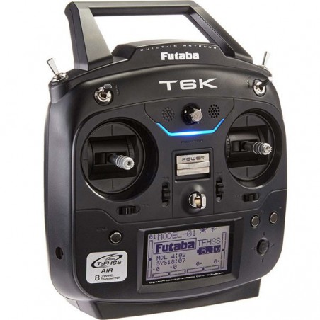 EMISORA FUTABA T6K V3S 8 CANALES CON RECEPTOR 3008SB (Con bateria Lipo y cargador)