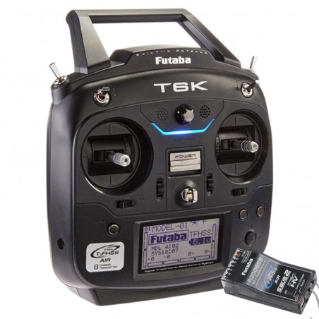 EMISORA FUTABA T6K V3S 8 CANALES CON RECEPTOR 3008SB (Con bateria Lipo y cargador)