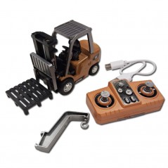 CARRETILLA ELEVADORA RC 4 CANALES MINI ESCALA 1/64 (Con batería interna y cargador)