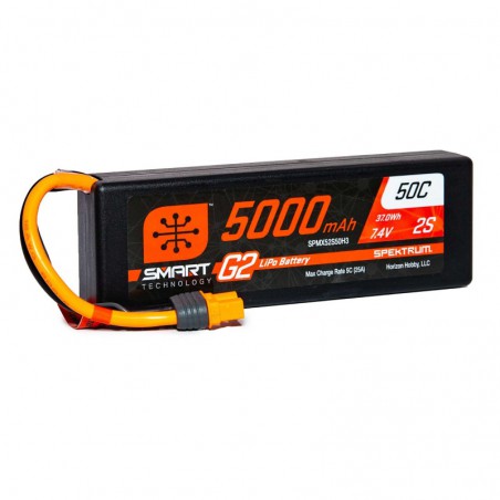 BATERIA 7.4V 5000mAh 2S 50C Smart LiPo G2 Hard Case: IC3